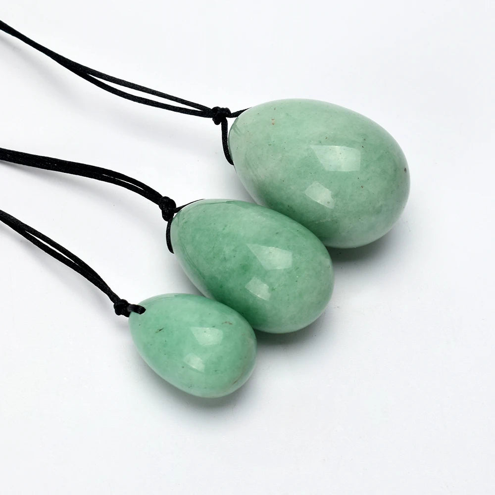 GIA Certified Crystal Yoni Eggs Set Drilled Natural Jade Rose Quartz clear Quartz Black Obsidian tiger Eye Amethyst Yoni Egg