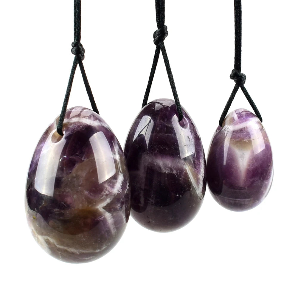 GIA Certified Crystal Yoni Eggs Set Drilled Natural Jade Rose Quartz clear Quartz Black Obsidian tiger Eye Amethyst Yoni Egg