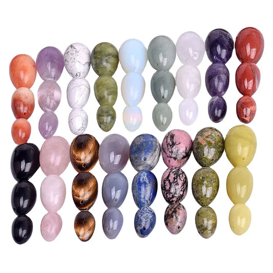 GIA Certified Crystal Yoni Eggs Set Drilled Natural Jade Rose Quartz clear Quartz Black Obsidian tiger Eye Amethyst Yoni Egg