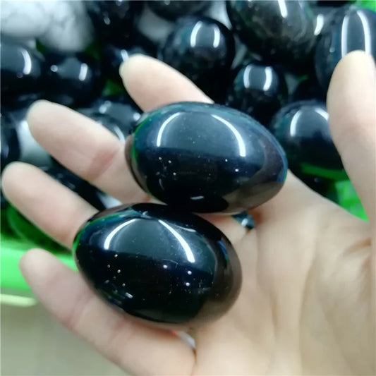 Natural Black Obsidian Egg Crystal Yoni Eggs Massage Healing Stone for Decoration